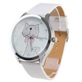 Relógio Gatinha com strass pulseira branca